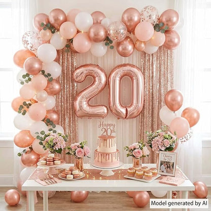 Rose Gold Number 20 Balloon 40 Inch, Glossy Foil Pair - Image 6
