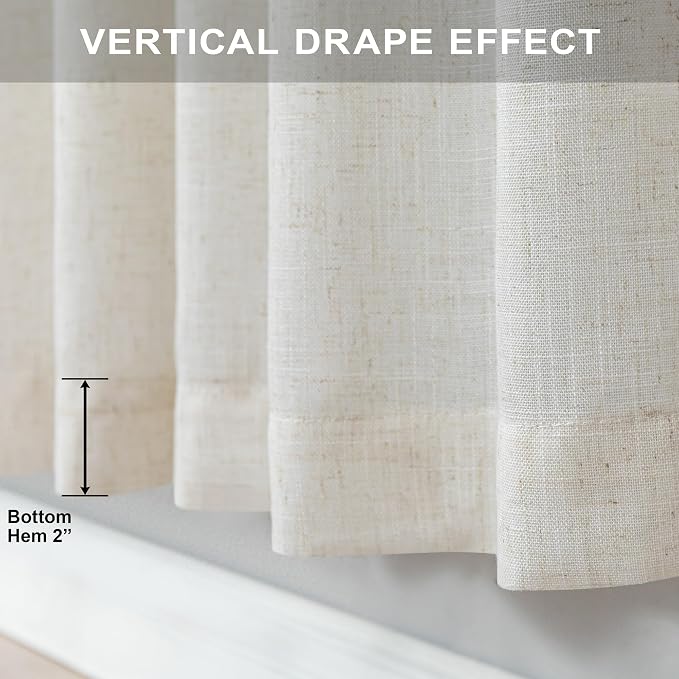 Natural Linen Curtains 45 Inch Length - Image 6