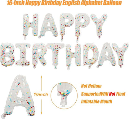 Happy Birthday Letter balloon banner, 16-inch Happy Birthday | clear sequined - Image 2