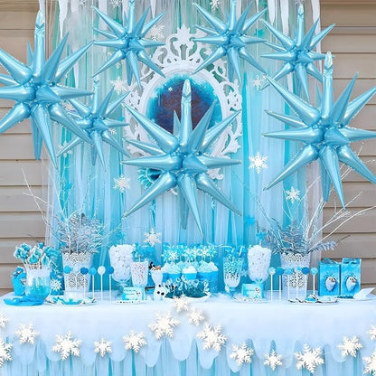 9Pcs Light Blue Star Balloons, Large Explosion Star Foil Balloons, Metallic - Image 6