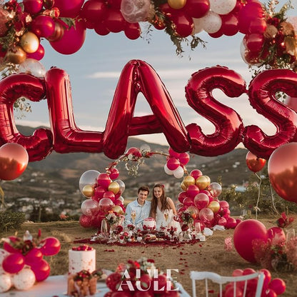 AULE 40 Inch Red L Balloon Letter Foil A-Z Birthday Big Alphabet | Birthday - Image 5