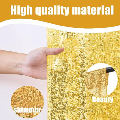 Gold Sequin Backdrop Curtains 2Panels 2x8ft - Image 2