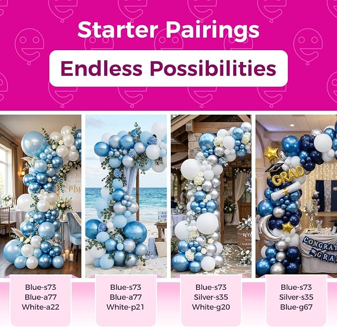 Bezente Metallic Blue Latex Party Balloons 100 Pack 12 inch | Chrome Blue - Image 4