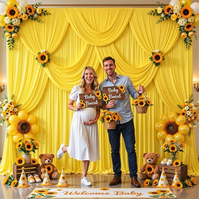 6 Panels Yellow Backdrop Curtains - Image 3