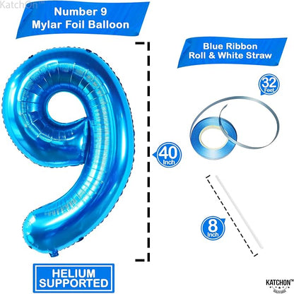 KatchOn Giant Blue Number 9 Balloon - Image 2