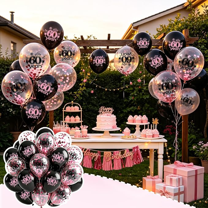 Black Whiet Confetti Balloons, - Image 7
