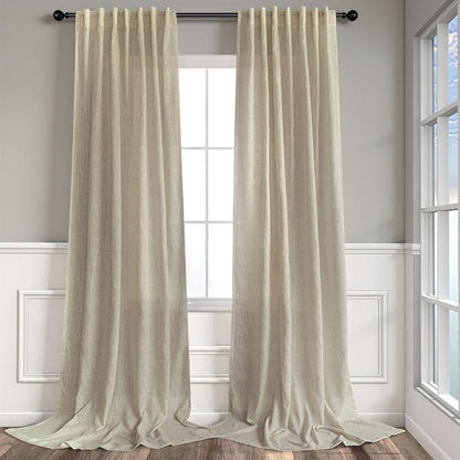 90 Inch Linen Curtains 2 Panels by Pitalk