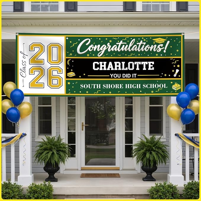 Custom Vinyl Banner 2026 Graduation, 4 Sizes | 2026 Grad Decorations Backdrop - Image 6
