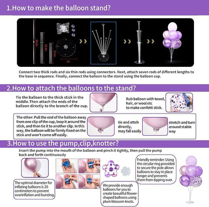 4 Sets Lavender Balloons Stand for Table | Pastel Purple Lilac Balloon - Image 6