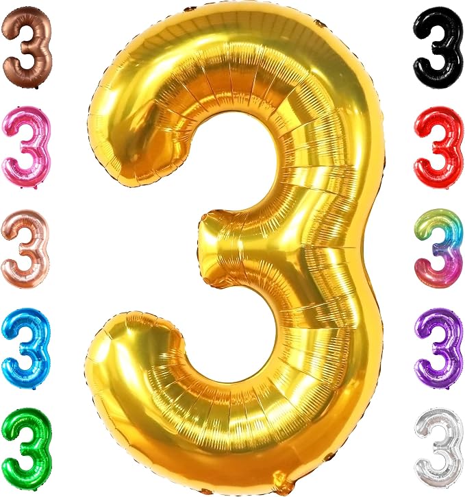 KatchOn Gold Number 3 Balloon 40 Inch, Birthday Decorations by KatchOn