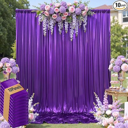 50x10ft Shimmer Purple Sequin Backdrop Curtain by LeegleriTableSkirt