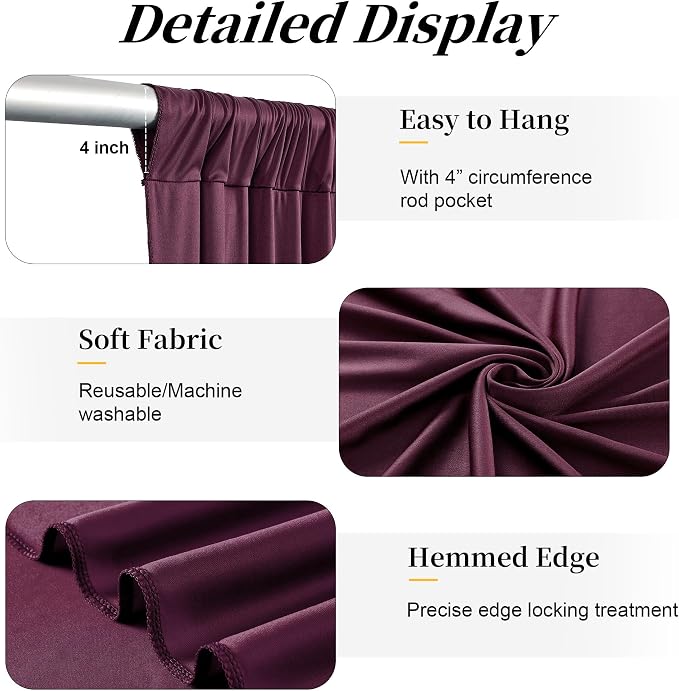20ft x 15ft Burgundy Backdrop Curtains - Image 5