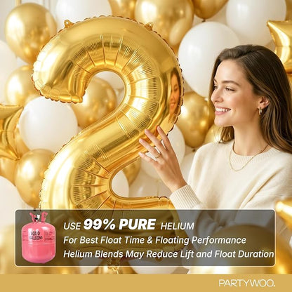 PartyWoo Number Balloons 40 Inch Gold Number 2 Kit 25pcs - Image 5