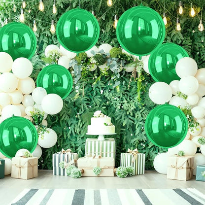 Green Foil Balloons 22 Inch, Giant 4D Round Ball Balloons, Metallic Green - Image 4