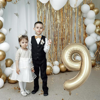 Light Gold Purple Number 9 Balloon, 40 Inch Metallic Gold Foil Number Balloons - Image 4