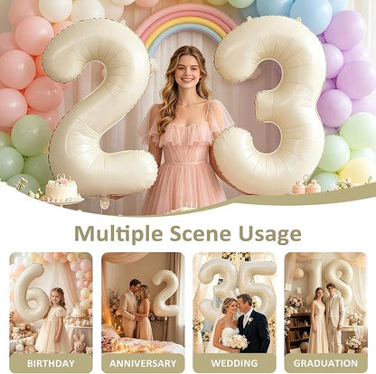 40 Inch Beige Number 4 Balloons - Image 8