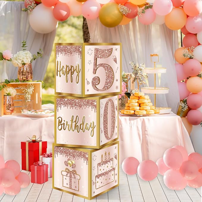 Guiruiy 3Pcs 50th Birthday Decorations Balloon Gift Boxes - Image 5