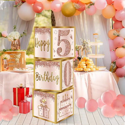 Guiruiy 3Pcs 50th Birthday Decorations Balloon Gift Boxes - Image 5