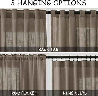 Dark Taupe Linen Curtains 80 Inches Length - Image 3
