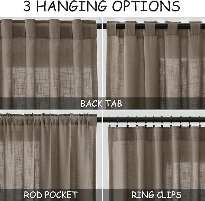 Dark Taupe Linen Curtains 84 Inches Long - Image 3