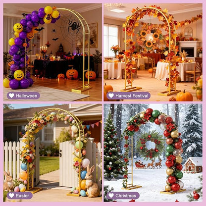 6.6FT Metal Wedding Arch Backdrop Stand Gold Arbor Frame - Image 3