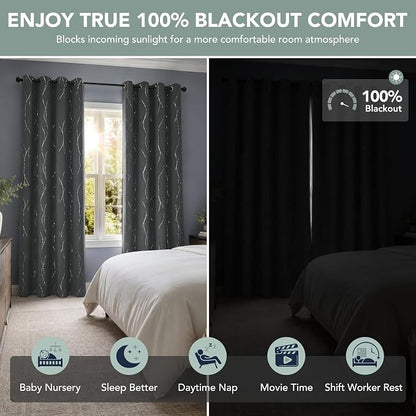 Deconovo 100% Blackout Living Room Curtains 84 Inches Long, Thermal Insulated - Image 2