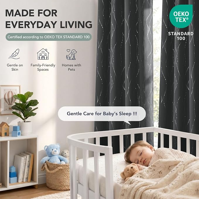 Deconovo 100% Blackout Living Room Curtains 84 Inches Long, Thermal Insulated - Image 6