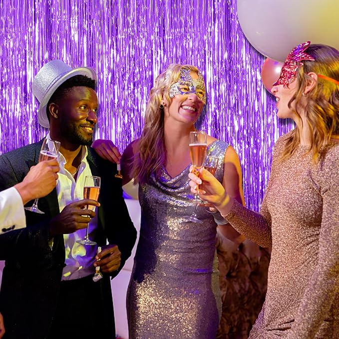 20 Pack Purple Backdrop Tinsel Streamers Foil Fringe Backdrop Halloween Party - Image 3