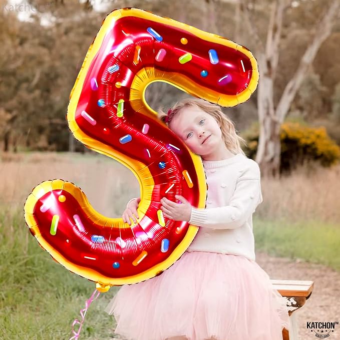KatchOn Donut Number 5 Balloon 40 Inch | 5th Birthday Balloon - Image 2
