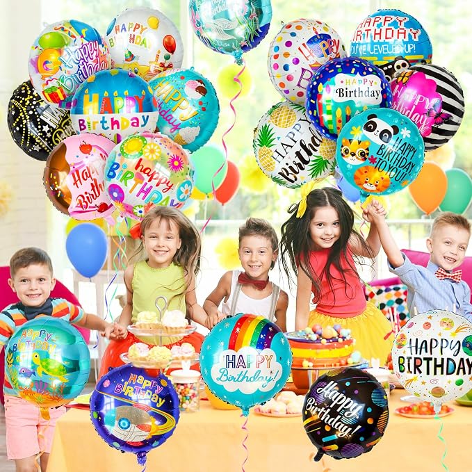 100 Pcs Happy Birthday Balloons, 18IN Round Birthday Mylar Foil Balloon | Party - Image 4