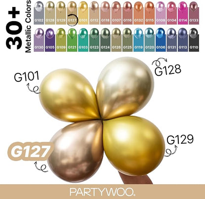 PartyWoo Metallic Gold Balloons 100pcs Chrome Gold Color 18 12 10 5 Inch | 18 - Image 4