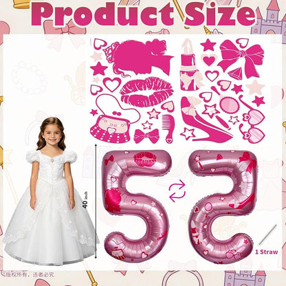 Pink Number 5 Balloon 40 Inch, DIY Fashion Girl Stickers Custom Balloon | Hot - Image 2