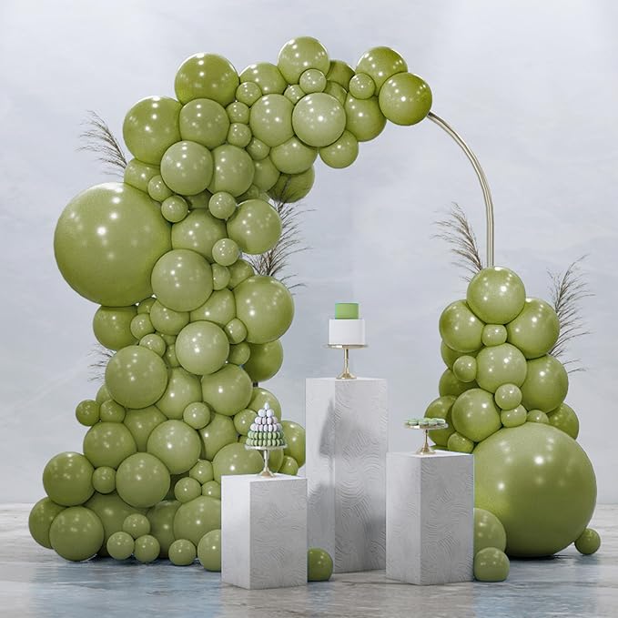 PartyWoo Sage Green Balloons 92pcs Different Sizes of 18 12 10 5 Inch Olive by PartyWoo