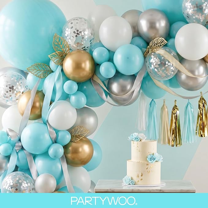 PartyWoo Teal Balloons 127pcs Turquoise Dark Teal Color 5 Inch | Balloons - Image 8