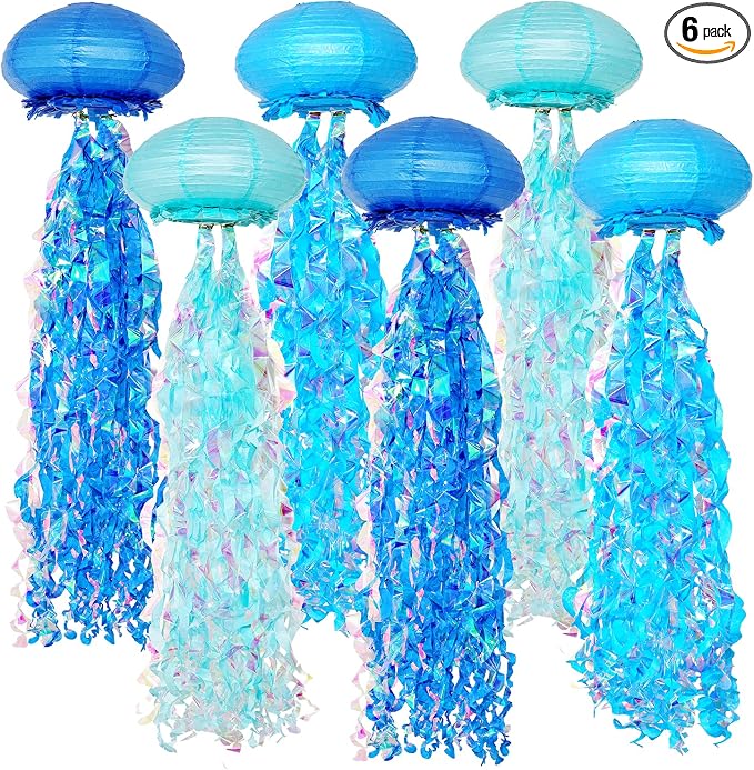 OBXT 10" Blue Jellyfish Paper Lanterns by OBXT