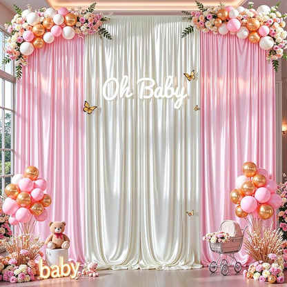 30x10ft Ivory Glitter Backdrop Curtain - Image 6