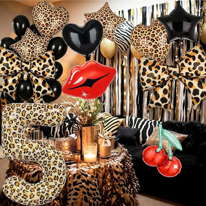 40Inch Large Leopard Print Number 4 Foil Balloons Cheetah 4th Wild One First - Image 5