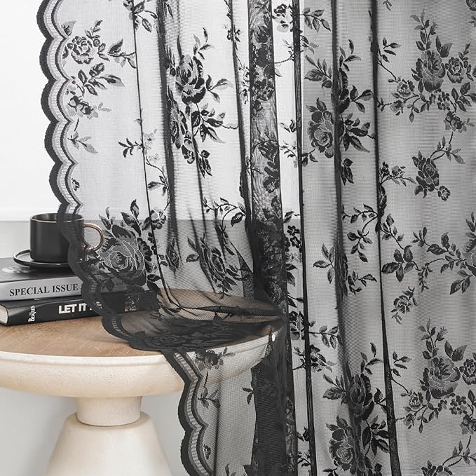 SEEKRIGHT Black Lace Curtains - Image 4