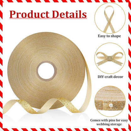 Syhood 50 Yards Glitter Ribbon Wrapping 3/8" Wide Sparkle Waterproof Sparkly - Image 5