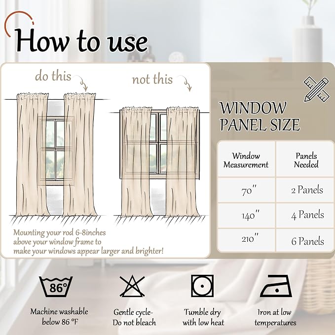 Sage Green Curtains for Bedroom Sheer, Spring Leaf Vines Patterned Farmhouse - Image 8