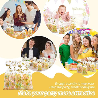 COQOFA 100 Pcs Gold 5"X11" Gift Wrap Cellophane Treat Bags Clear Party Favor - Image 4