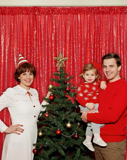 Eternal Beauty Red 3mm Sequin Backdrop 8x8 Ft - Image 6