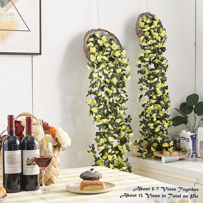Artificial Flower Garland 8pcs 8.2ft Rose Vine Decor, Hanging Faux Roses String - Image 2