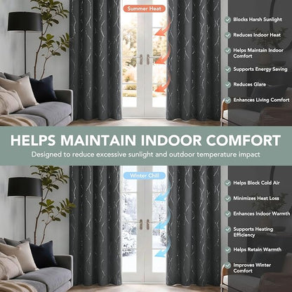 Deconovo 100% Blackout Living Room Curtains 84 Inches Long, Thermal Insulated - Image 5