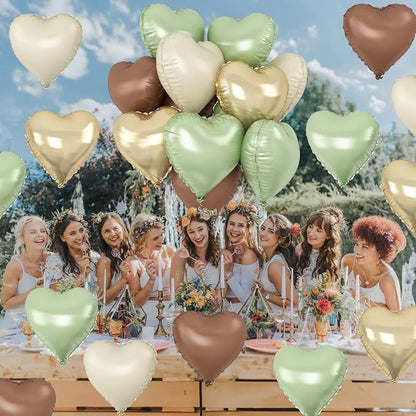 Green Gold Brown Heart Balloons - Image 6