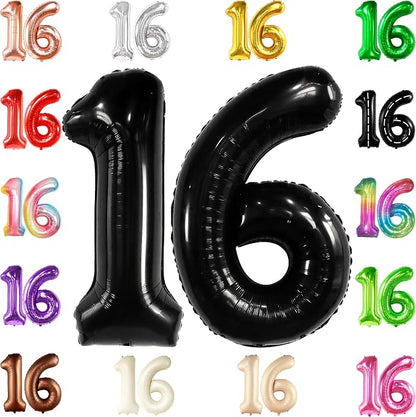 KatchOn Giant Black 16 Balloon Numbers Foil 40 Inch 16 Birthday Decorations | by KatchOn