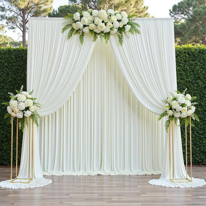 20ft x 12ft Wrinkle Free Ivory Backdrop Curtains - Image 9