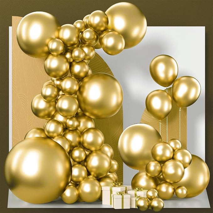 PartyWoo Gold Balloons 127pcs Different Sizes of 36 18 12 10 5 Inch | Balloons by PartyWoo
