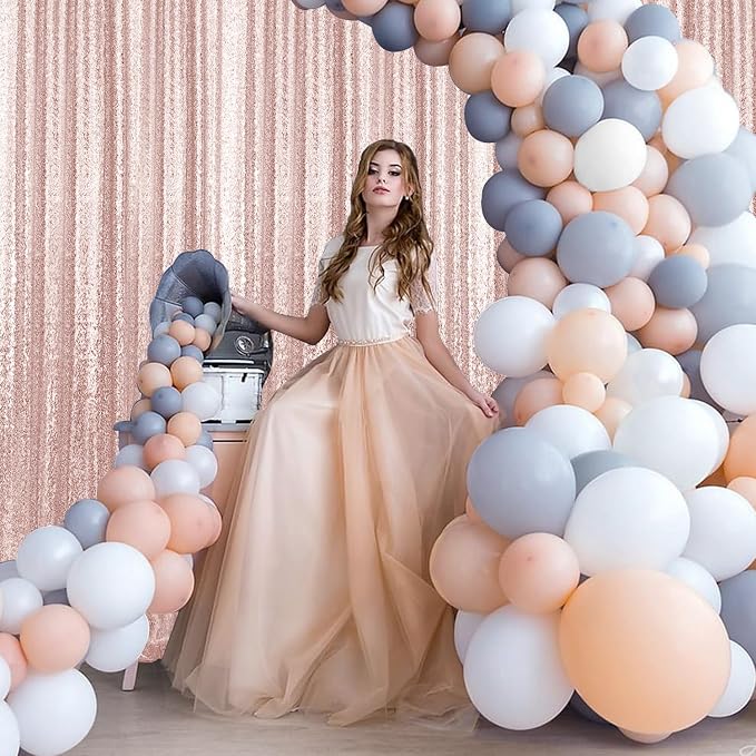 4×8FT-2PCS Rose Gold Sequin Backdrop Curtains Panels, Photography Backdrop - Image 7