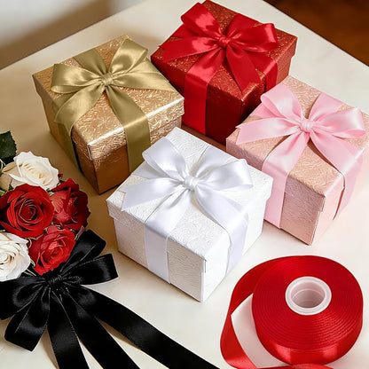 1In 30Yards Pink Satin Ribbon for Flower Bouquet Baby Shower Mother's Day | - Image 5
